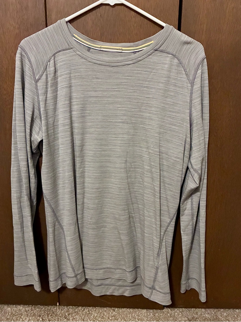 Smartwool 250 Merino Base Layer Long Sleeve Crew Top XL Grey Stripes